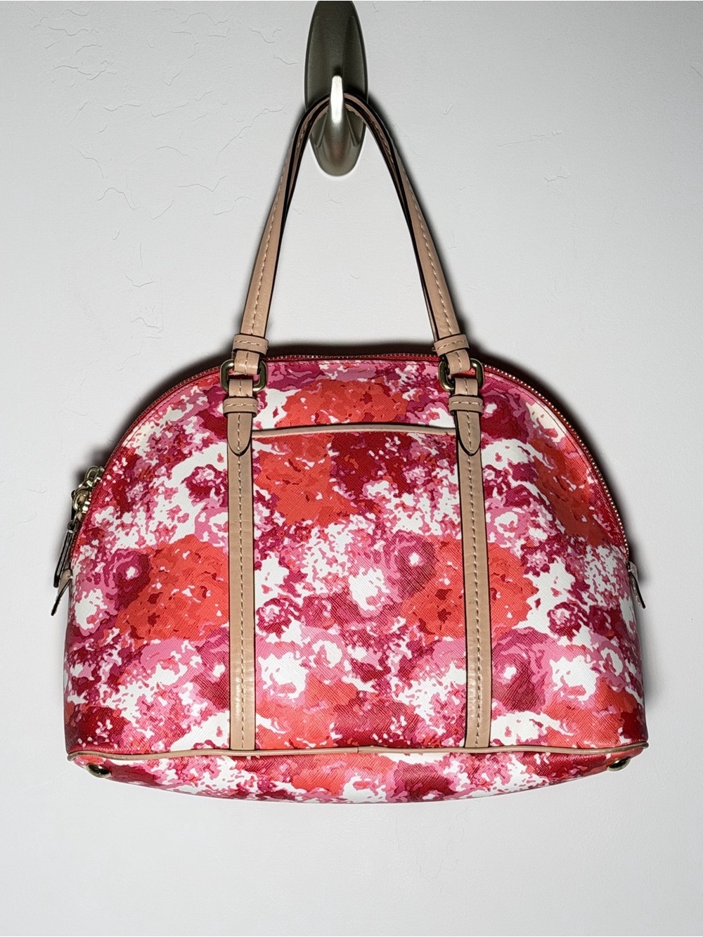 Coach Peyton Floral Cora Dome Satchel with Tan Trim - Picture 6 of 11
